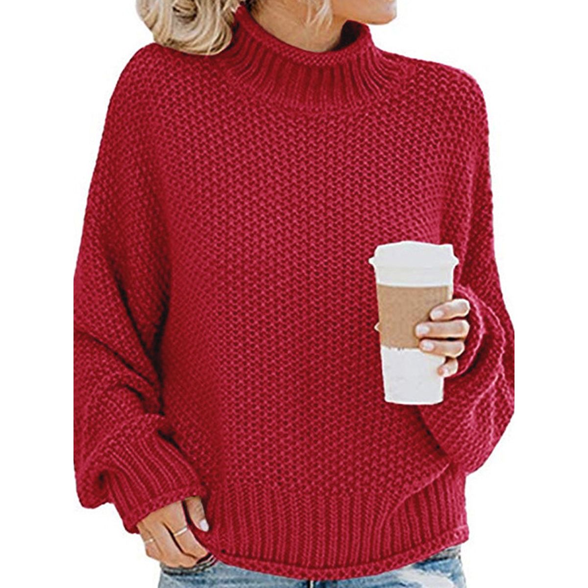 Turtleneck Dropped Shoulder Sweater