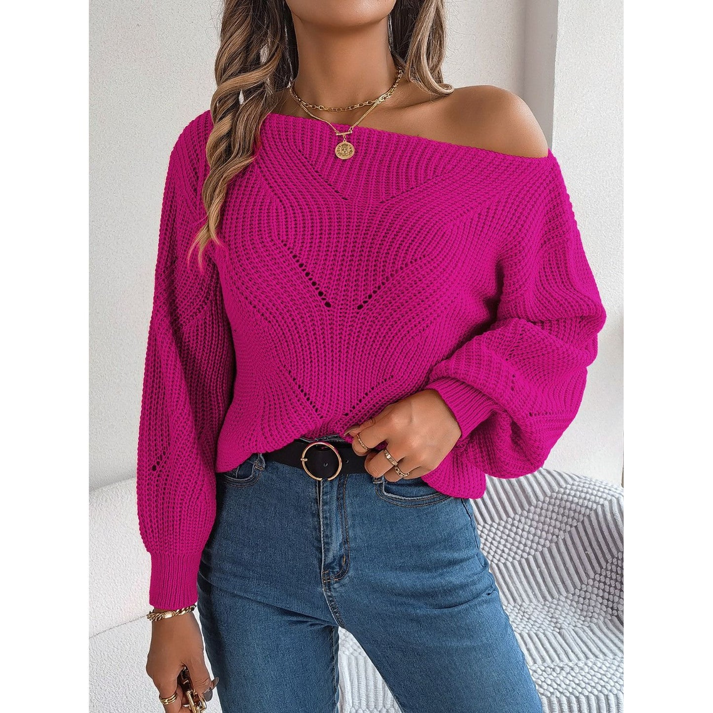 Openwork Long Sleeve Sweater