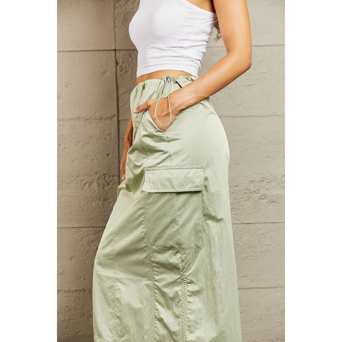 HYFVE Just In Time High Waisted Cargo Midi Skirt