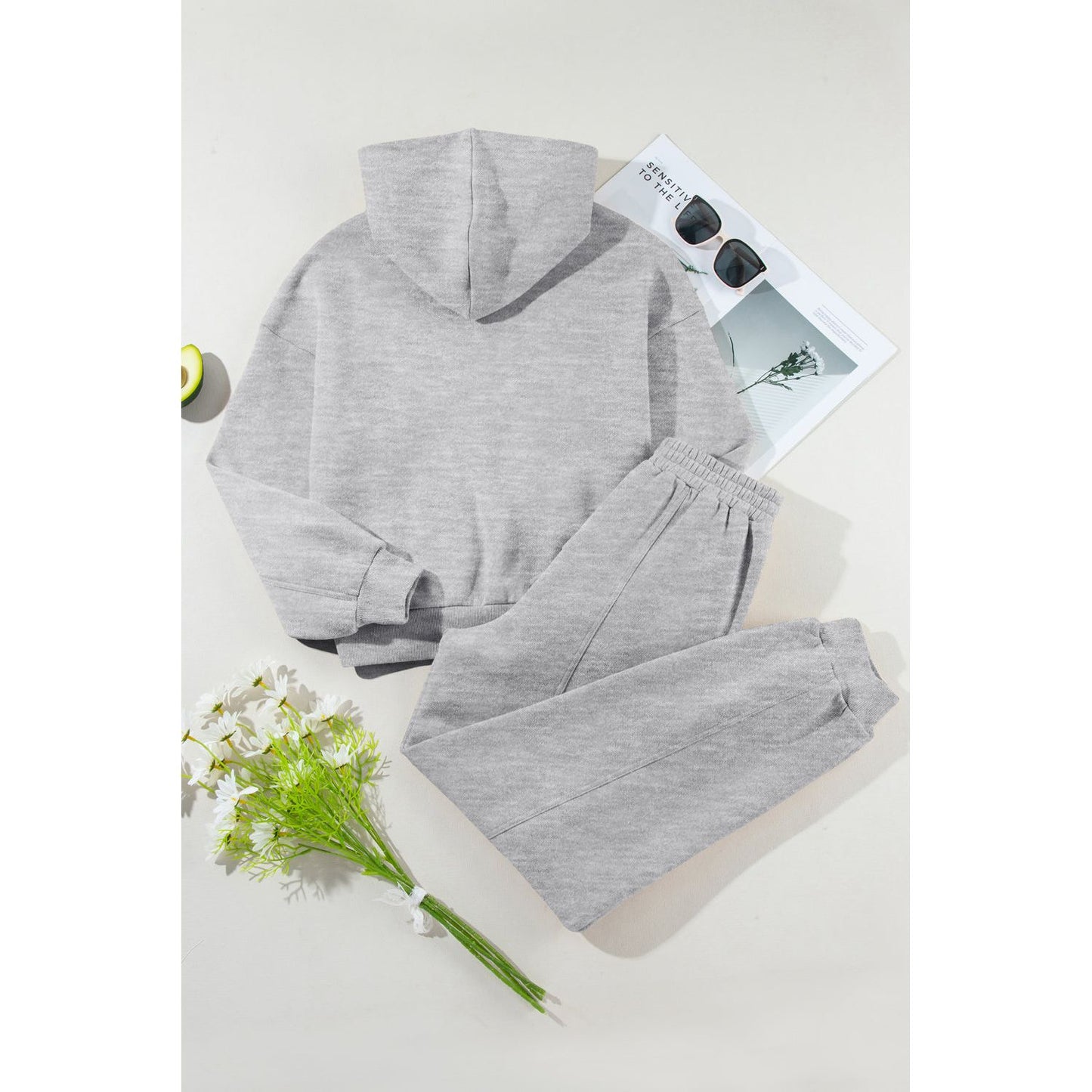 Dropped Shoulder Long Sleeve Hoodie and Pants Active Set