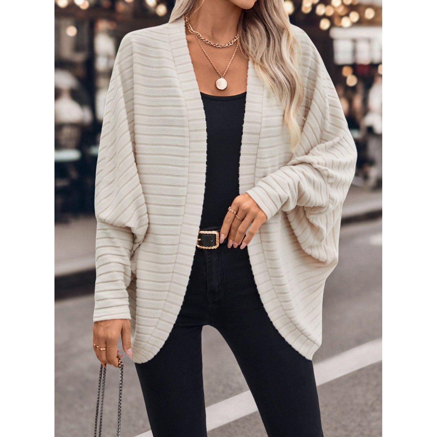 Open Front Batwing Sleeve Cardigan