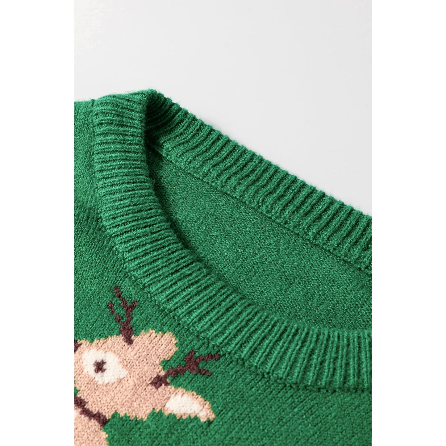 Reindeer Round Neck Drop Shoulder Sweater