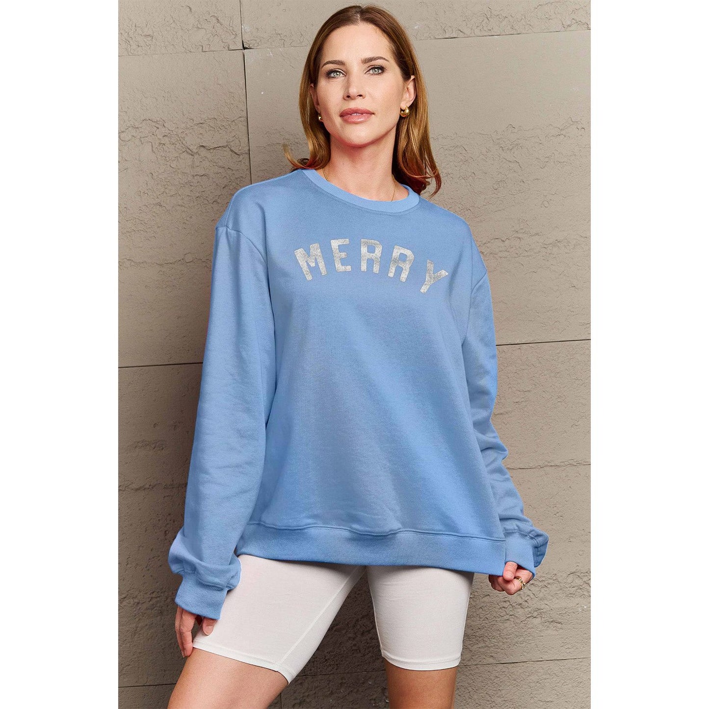 Simply Love Full Size MERRY Graphic Sweatshirt