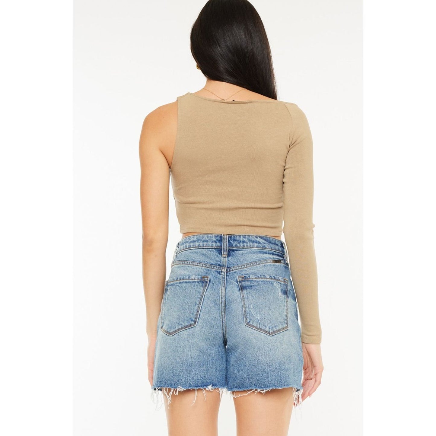 Kancan Full Size Raw Hem High Waist Denim Shorts