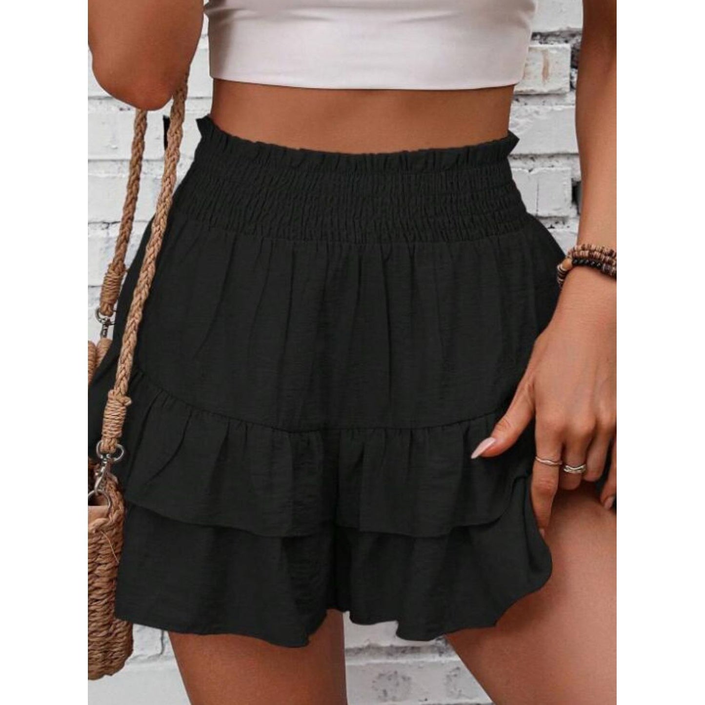 Smocked Layered Shorts