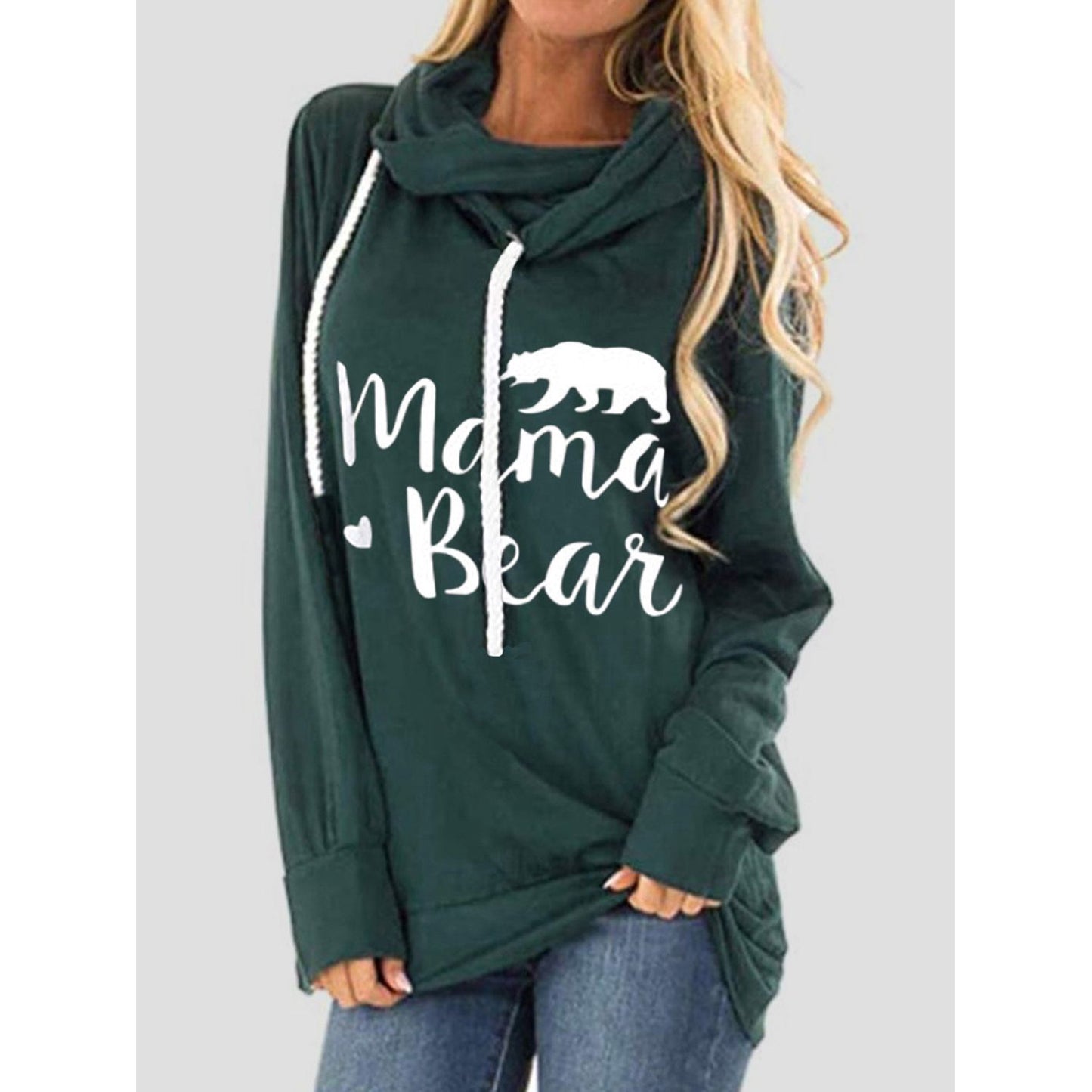 Drawstring Letter Graphic Long Sleeve Hoodie