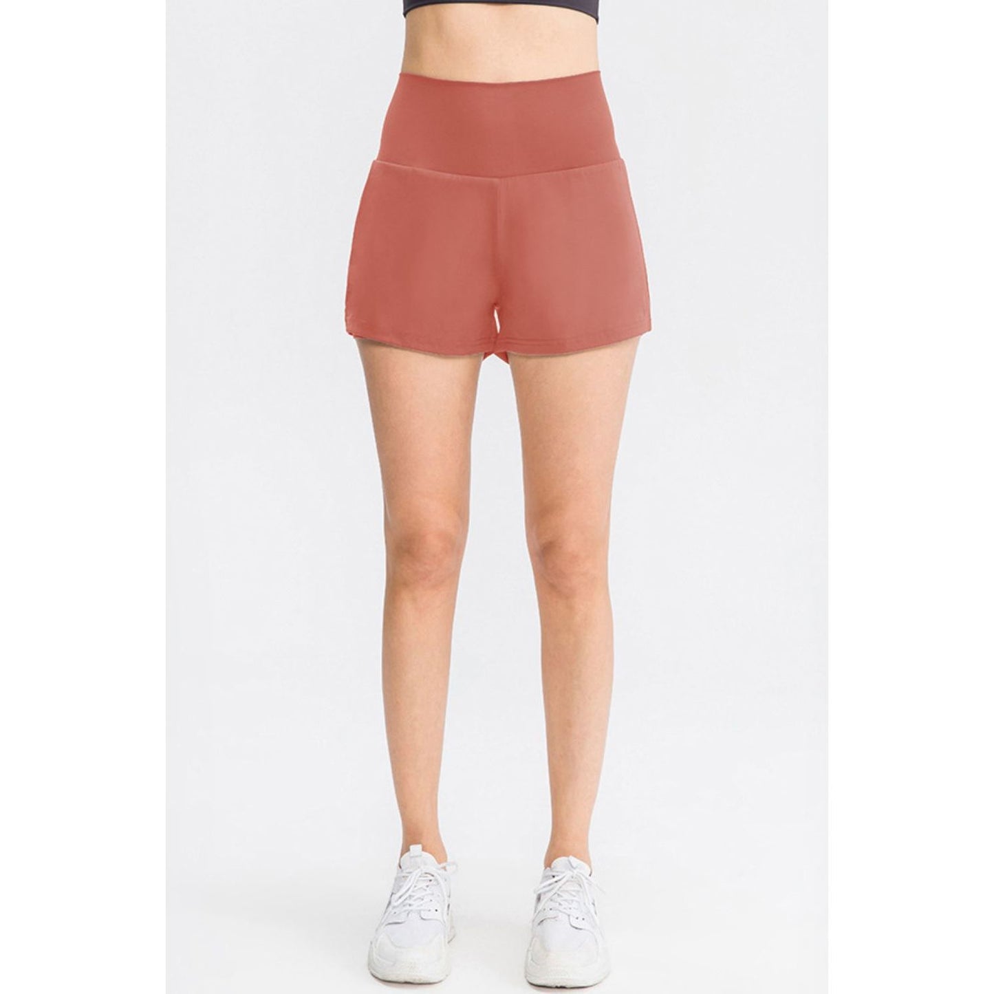 Wide Waistband Sports Shorts with Pockets