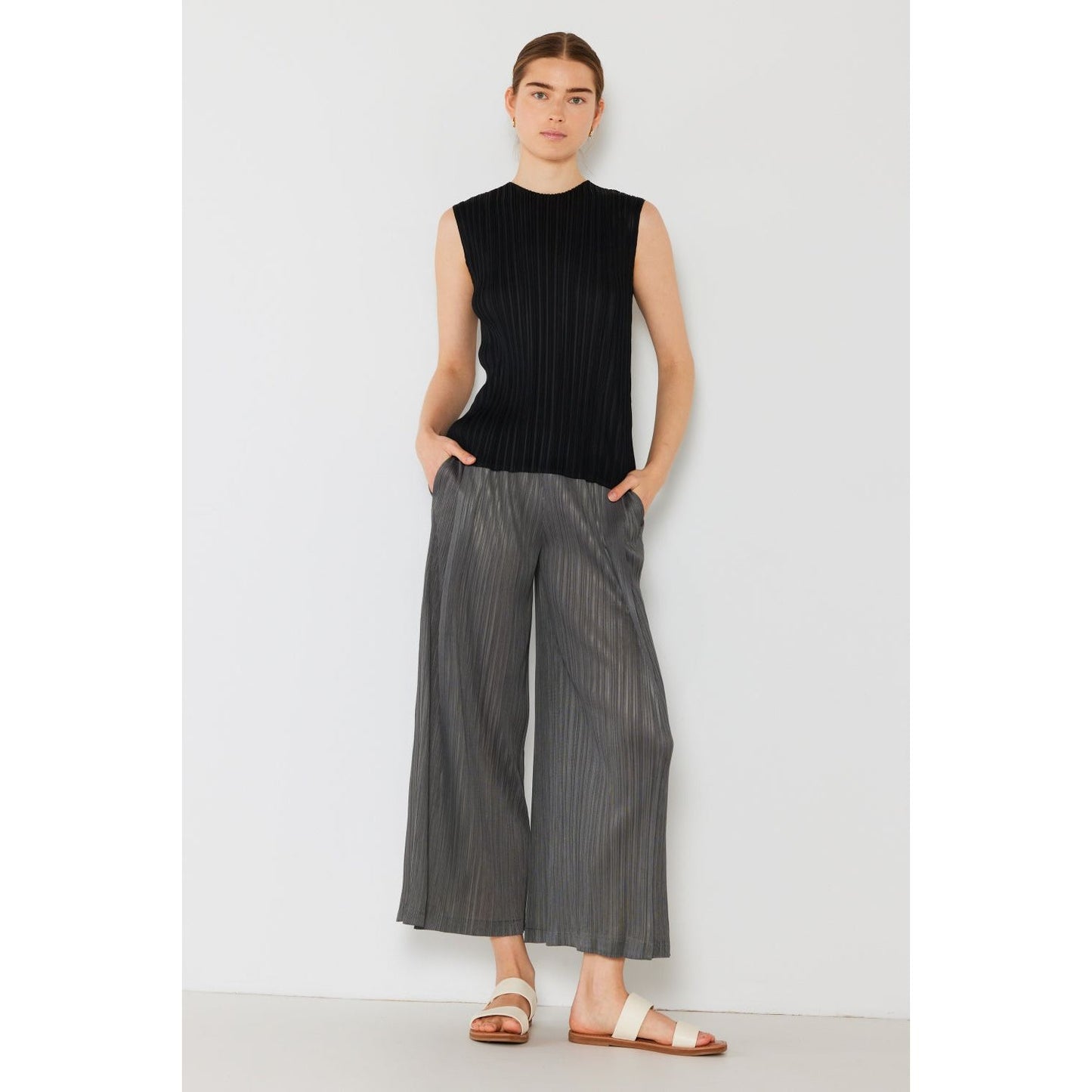 Marina West Swim Pleated Wide-Leg Pants with Side Pleat Detail