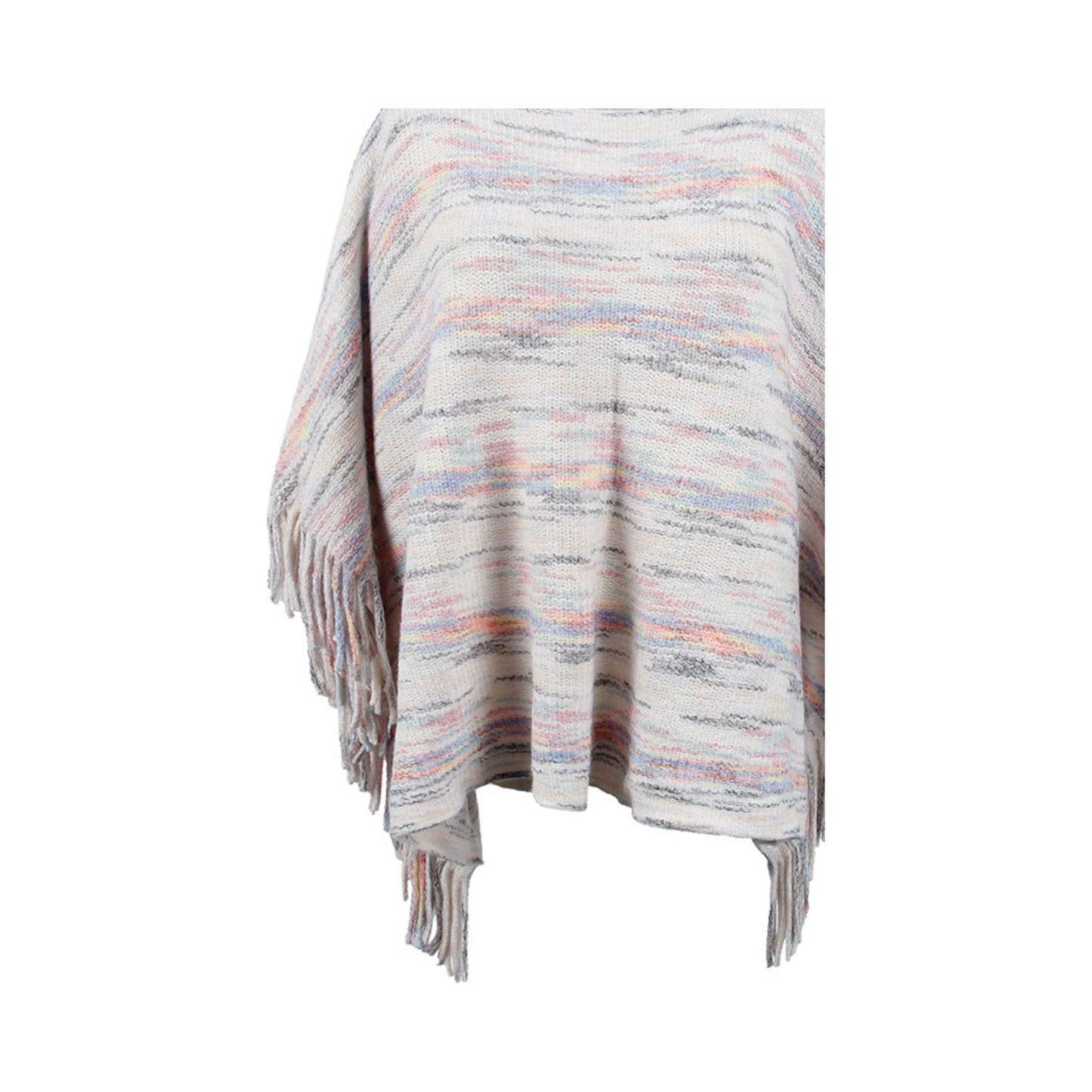 Round Neck Fringe Detail Sleeve Poncho