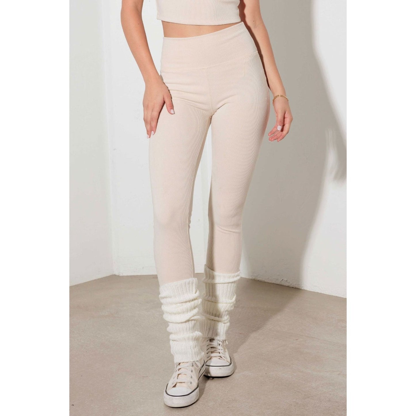 Le Lis Ribbed Crop Cami and High Waist Brushed Leggings Set