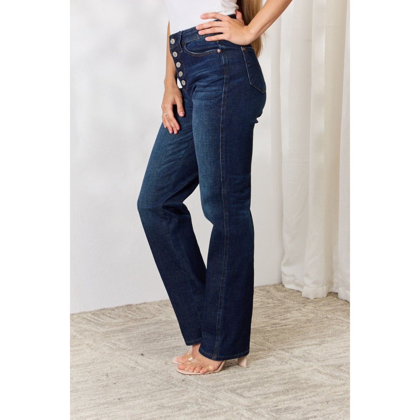 Judy Blue Full Size Button-Fly Straight Jeans