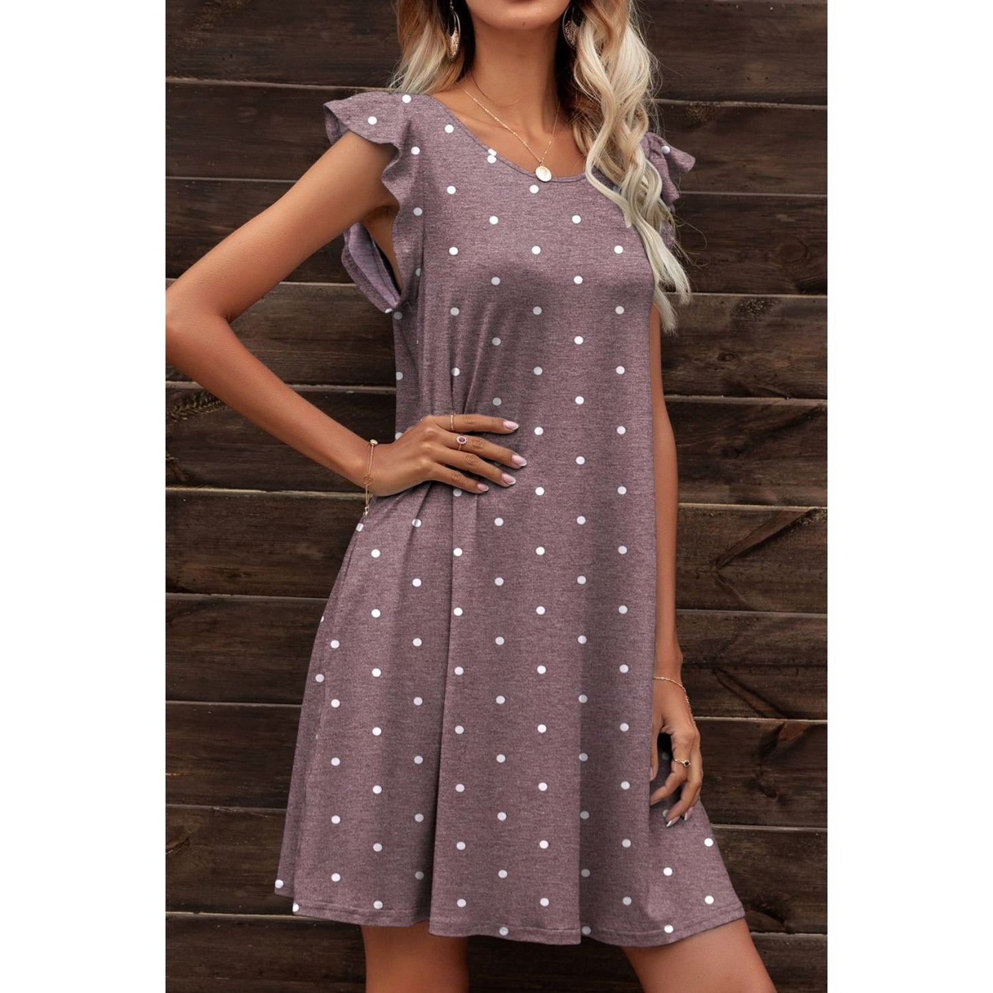 Butterfly Sleeve Round Neck Dress