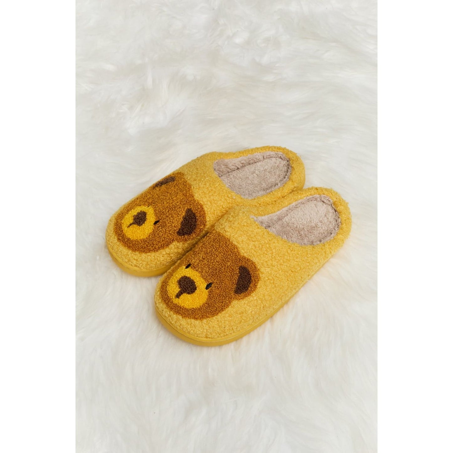 Melody Teddy Bear Print Plush Slide Slippers