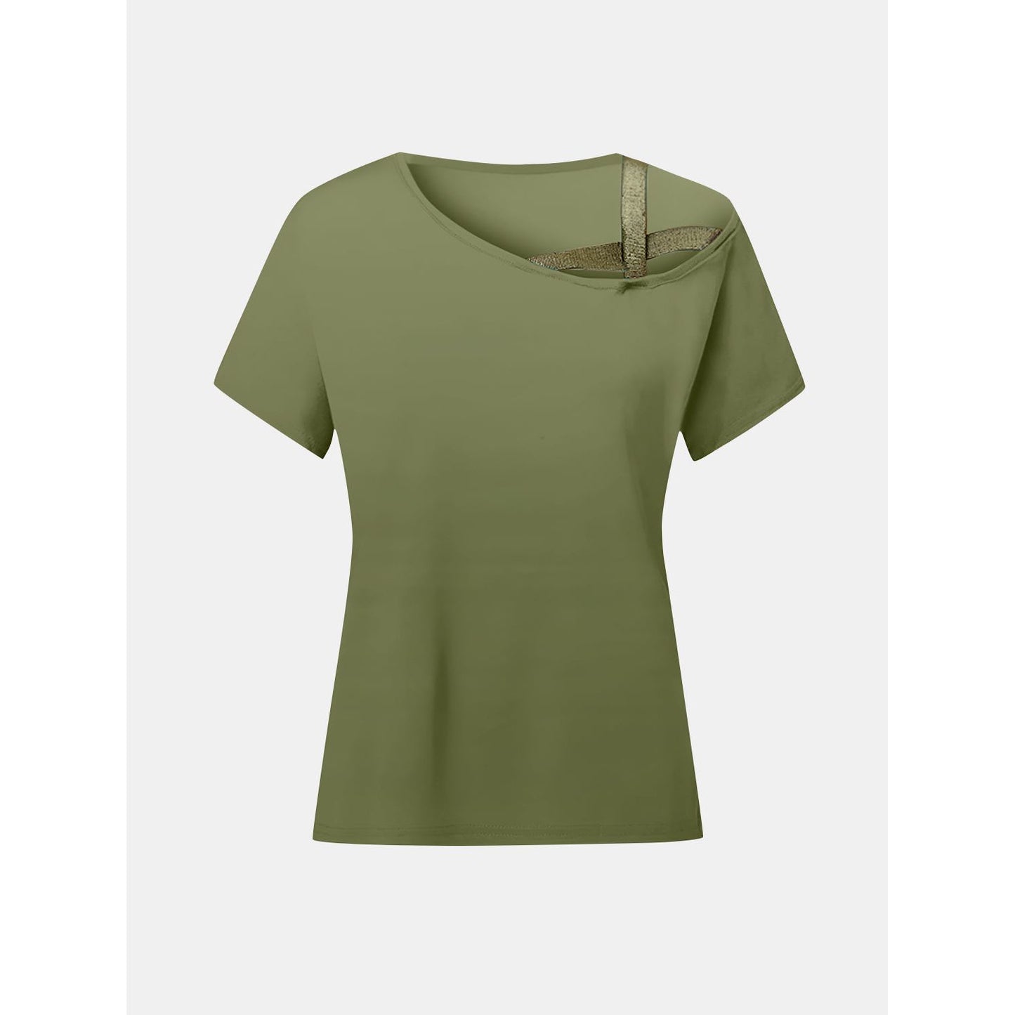 Asymmetrical Neck Short Sleeve T-Shirt