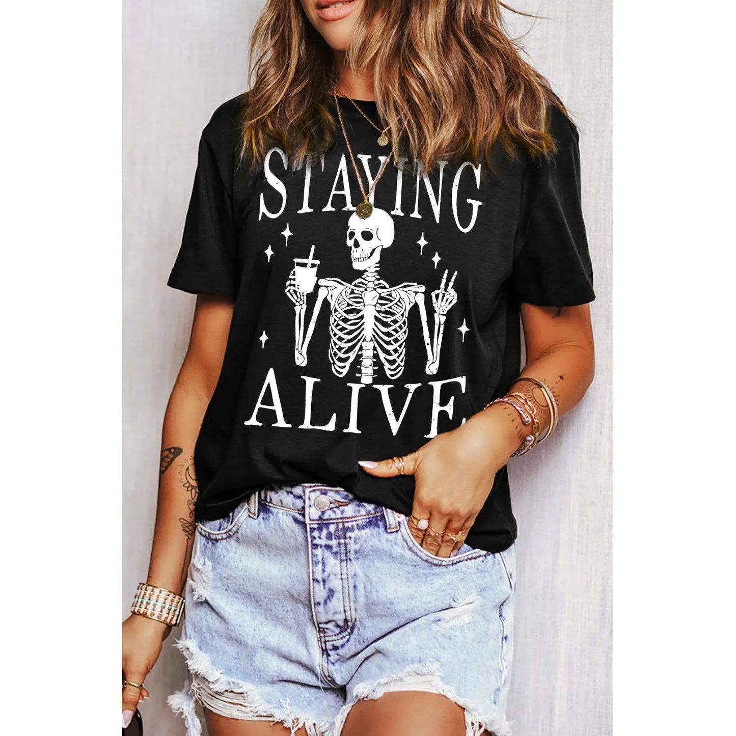 Graphic Round Neck Short Sleeve T-Shirt