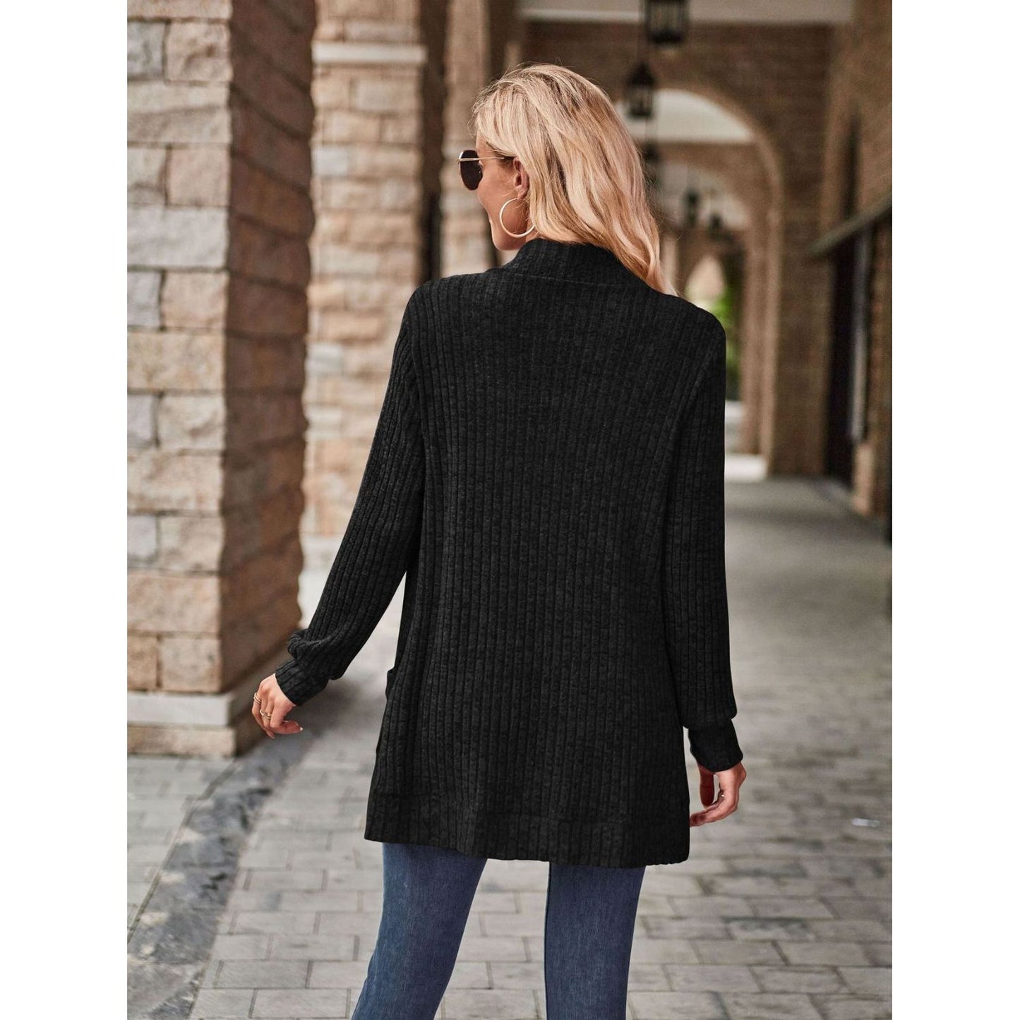 Open Front Cardigan with Pockets