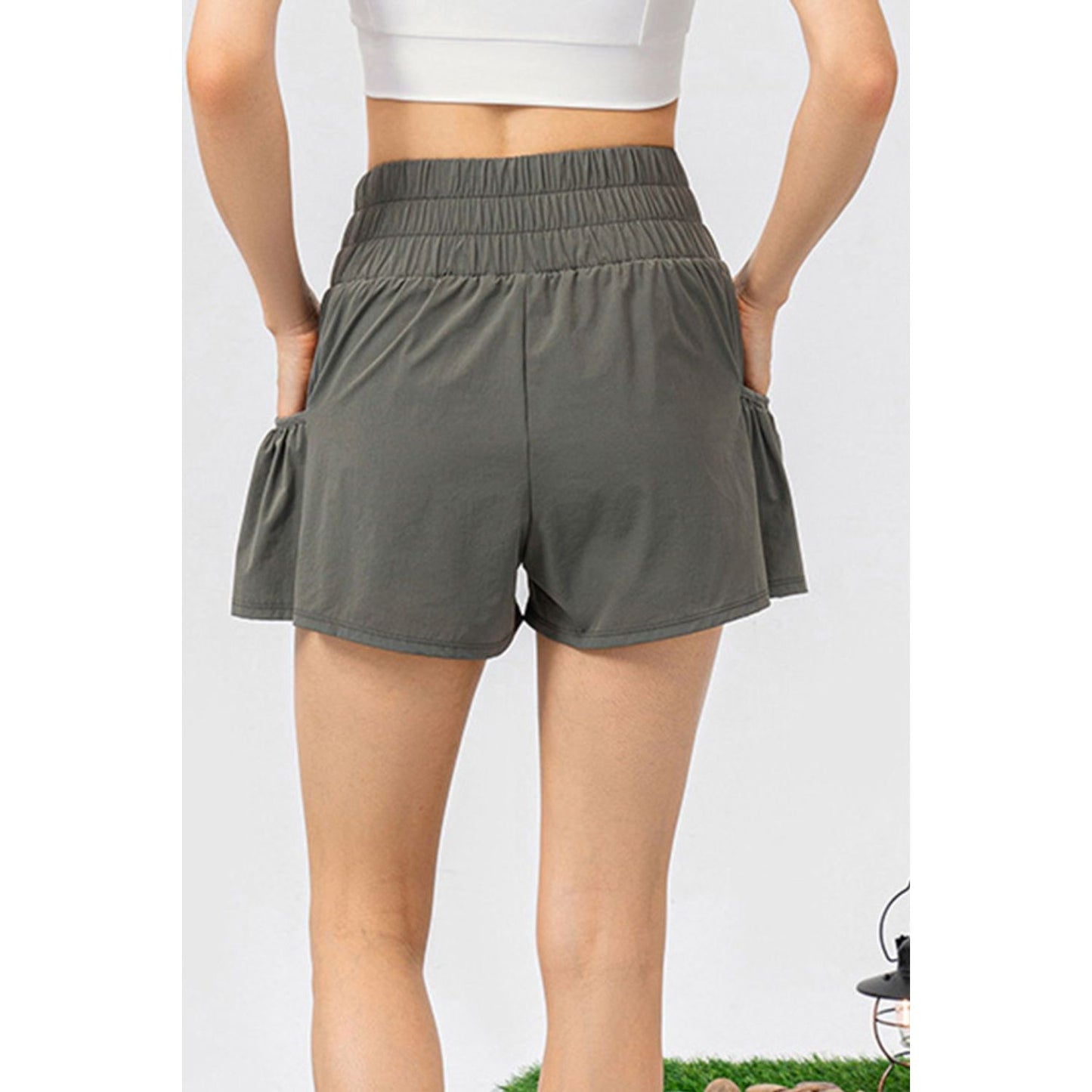 Elastic Waist Pocketed Active Shorts