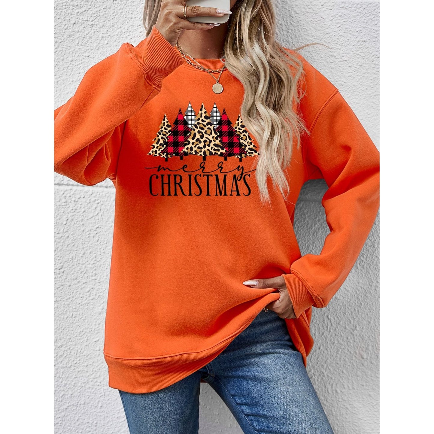 MERRY CHRISTMAS Round Neck Long Sleeve Sweatshirt