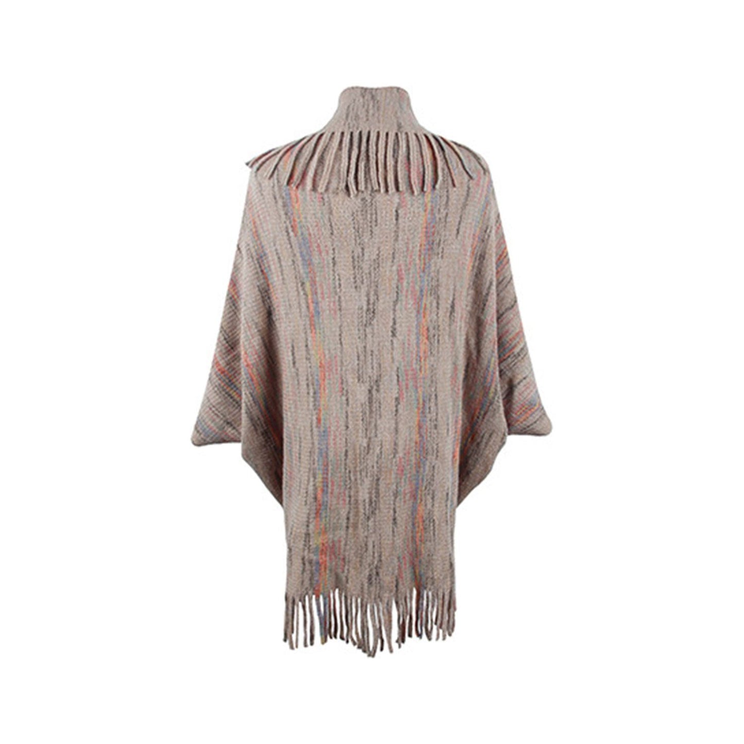 Fringe Detail Printed Poncho