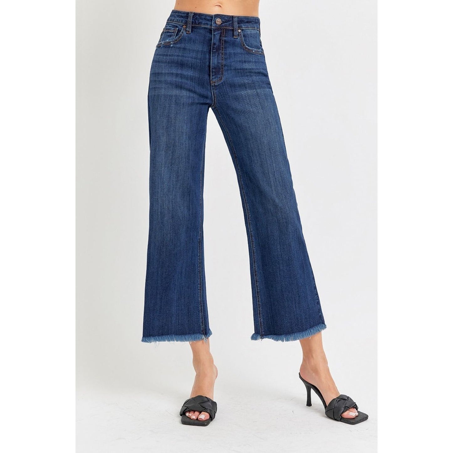 RISEN Full Size Raw Hem Cropped Wide Leg Jeans