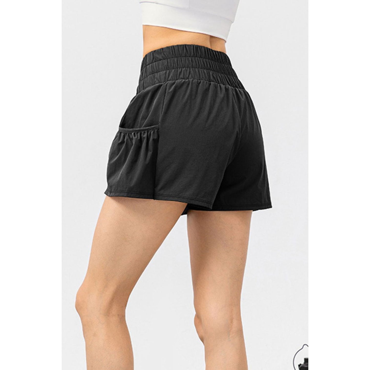 Elastic Waist Pocketed Active Shorts