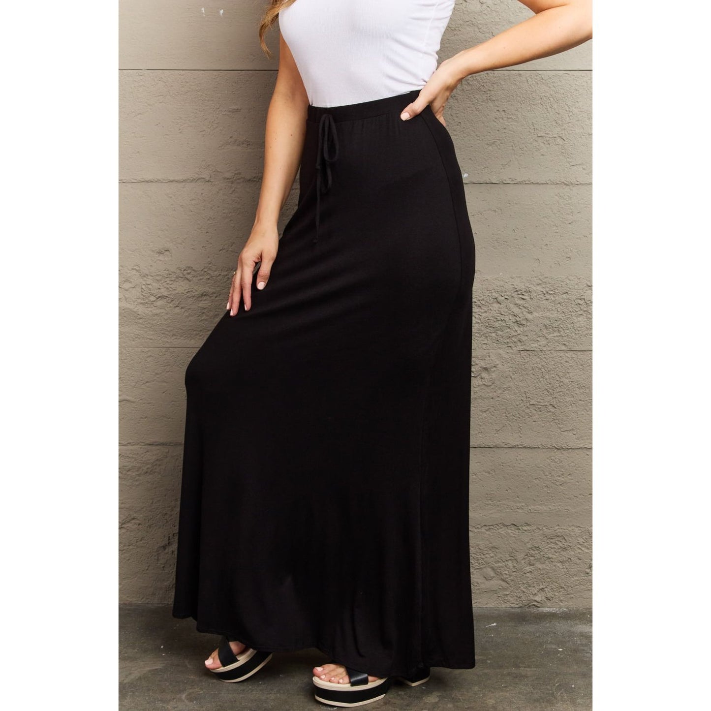 Culture Code For The Day Full Size Flare Maxi Skirt in Black