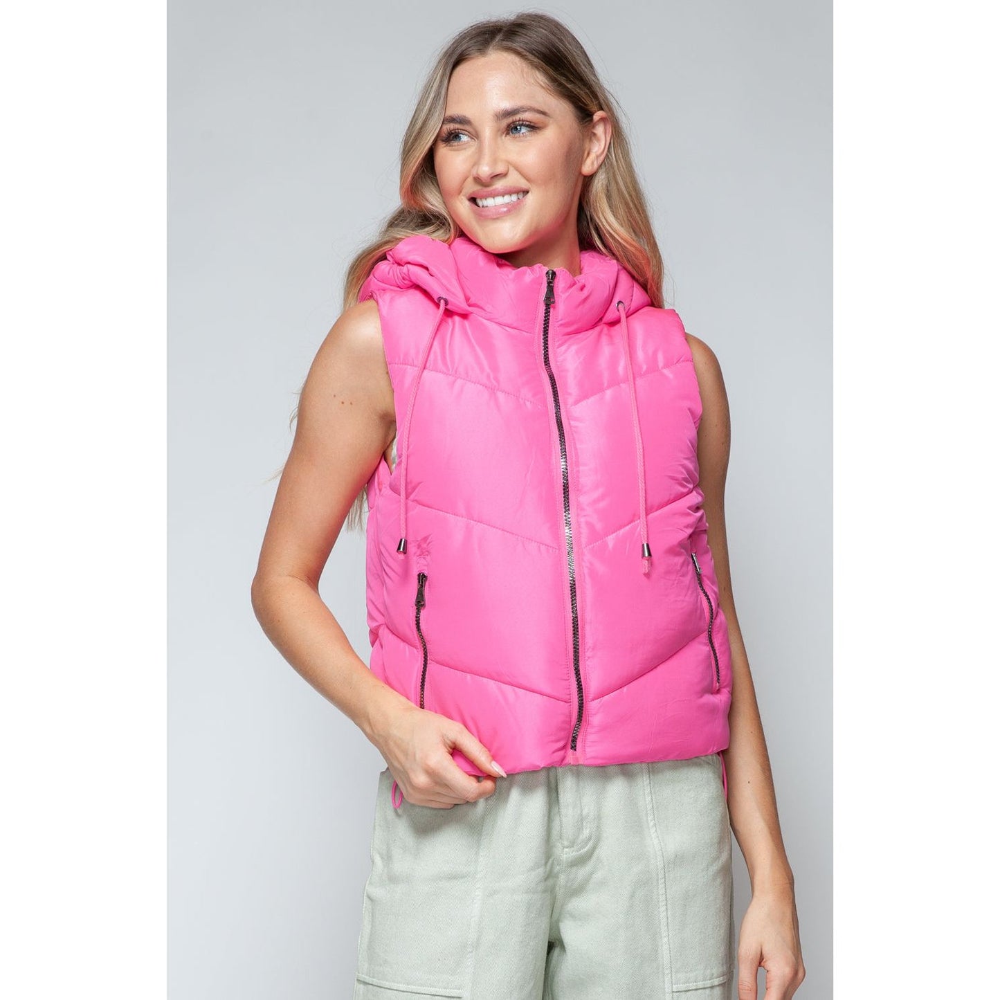 Snobbish Zip Up Quilted Hooded Vest