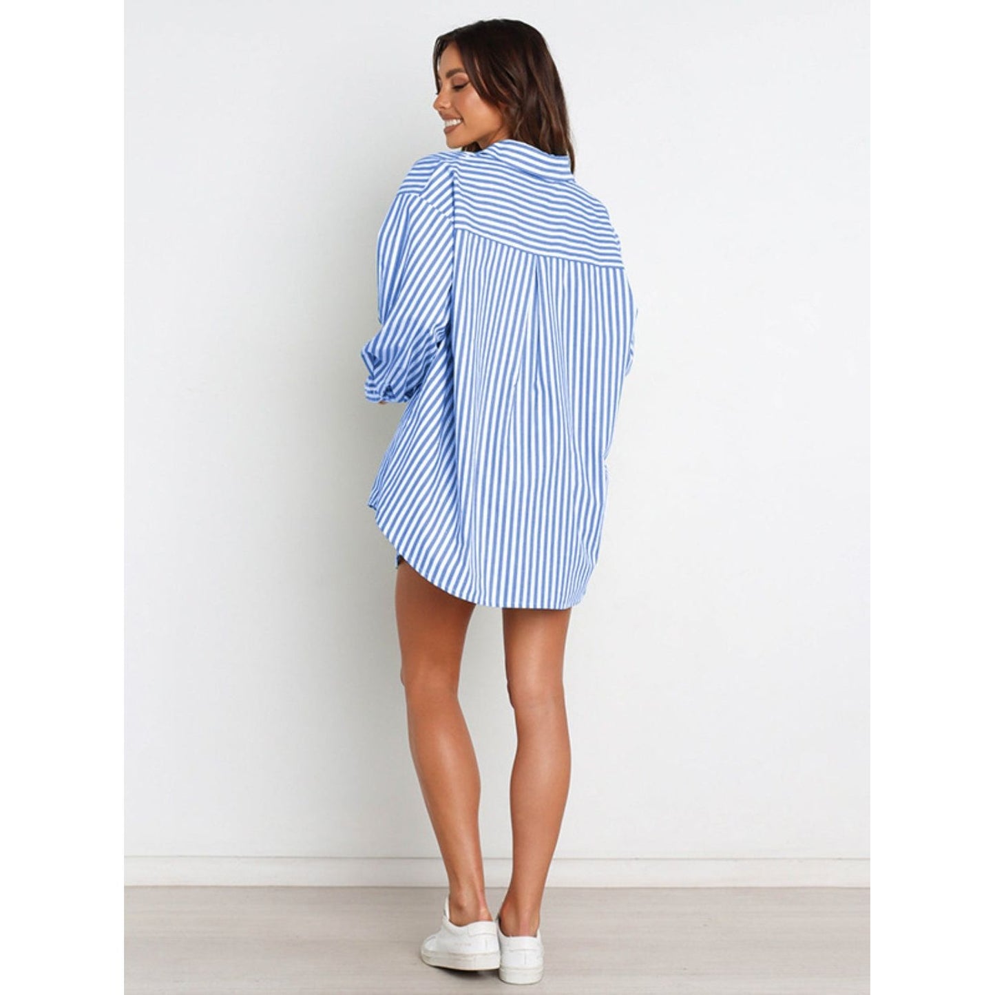 Striped Dropped Shoulder Shirt and Shorts Set