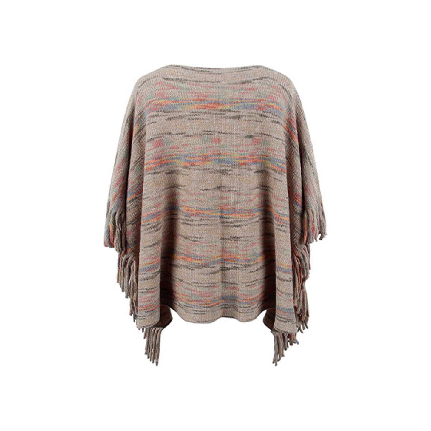 Round Neck Fringe Detail Sleeve Poncho