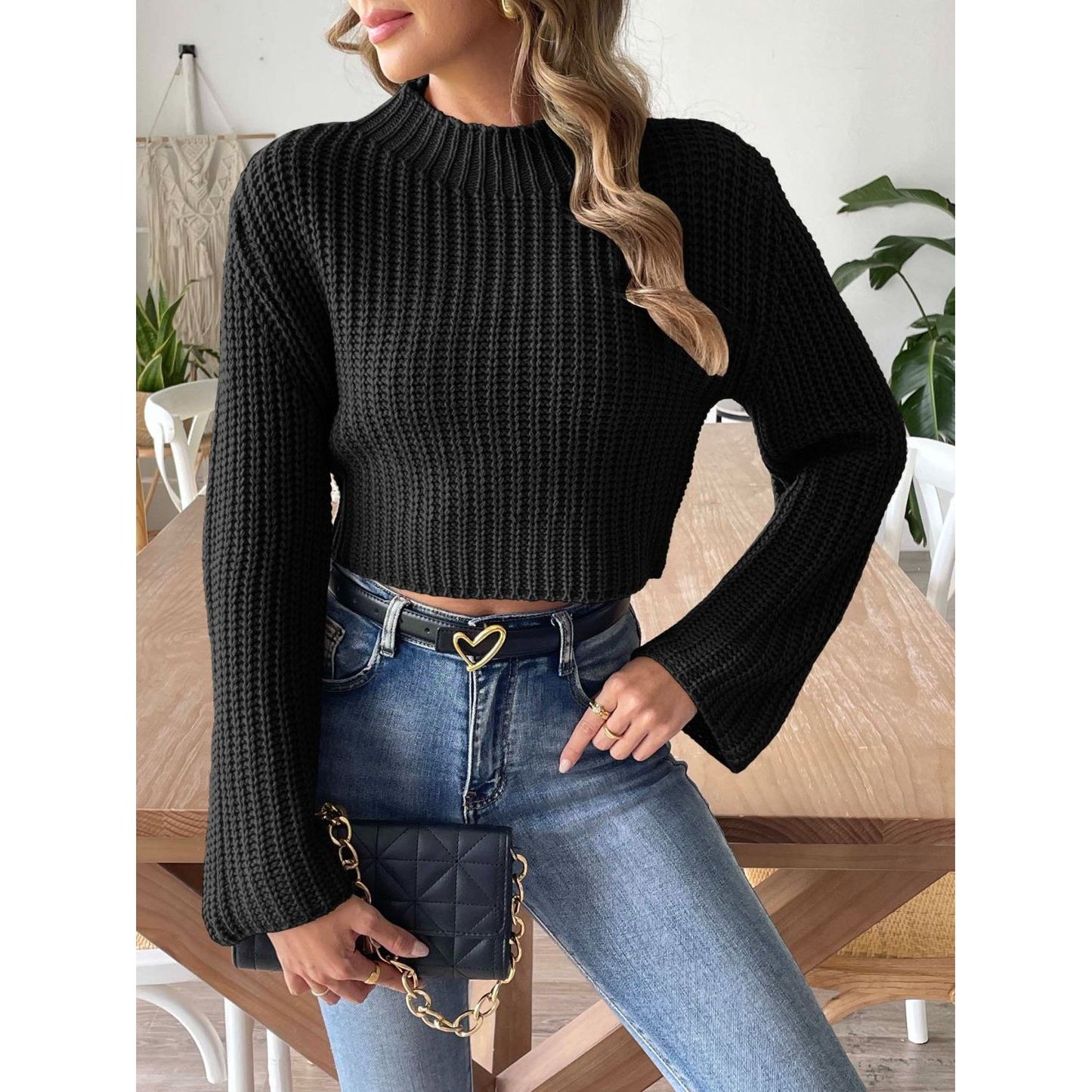 Mock Neck Long Sleeve Sweater