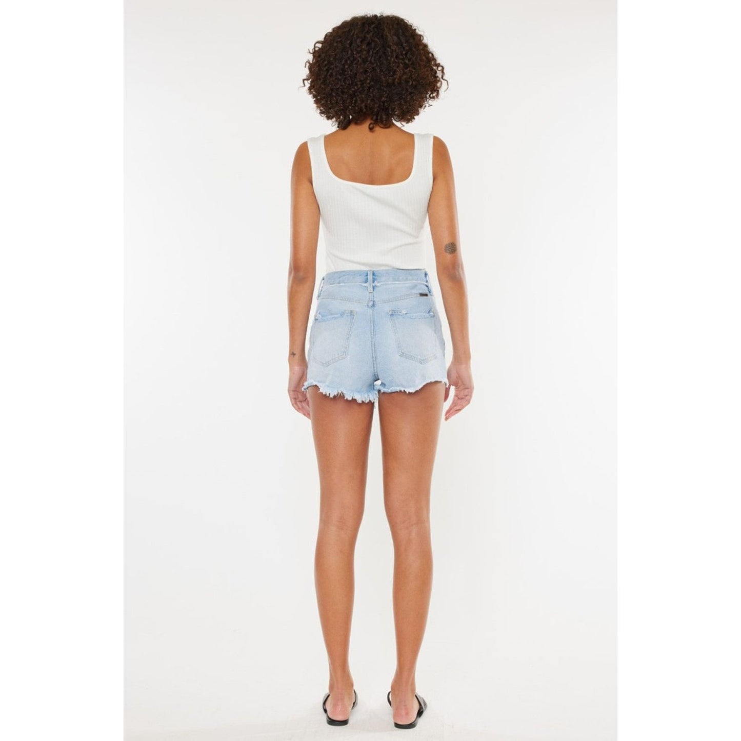 Kancan Distressed Button Fly Denim Shorts