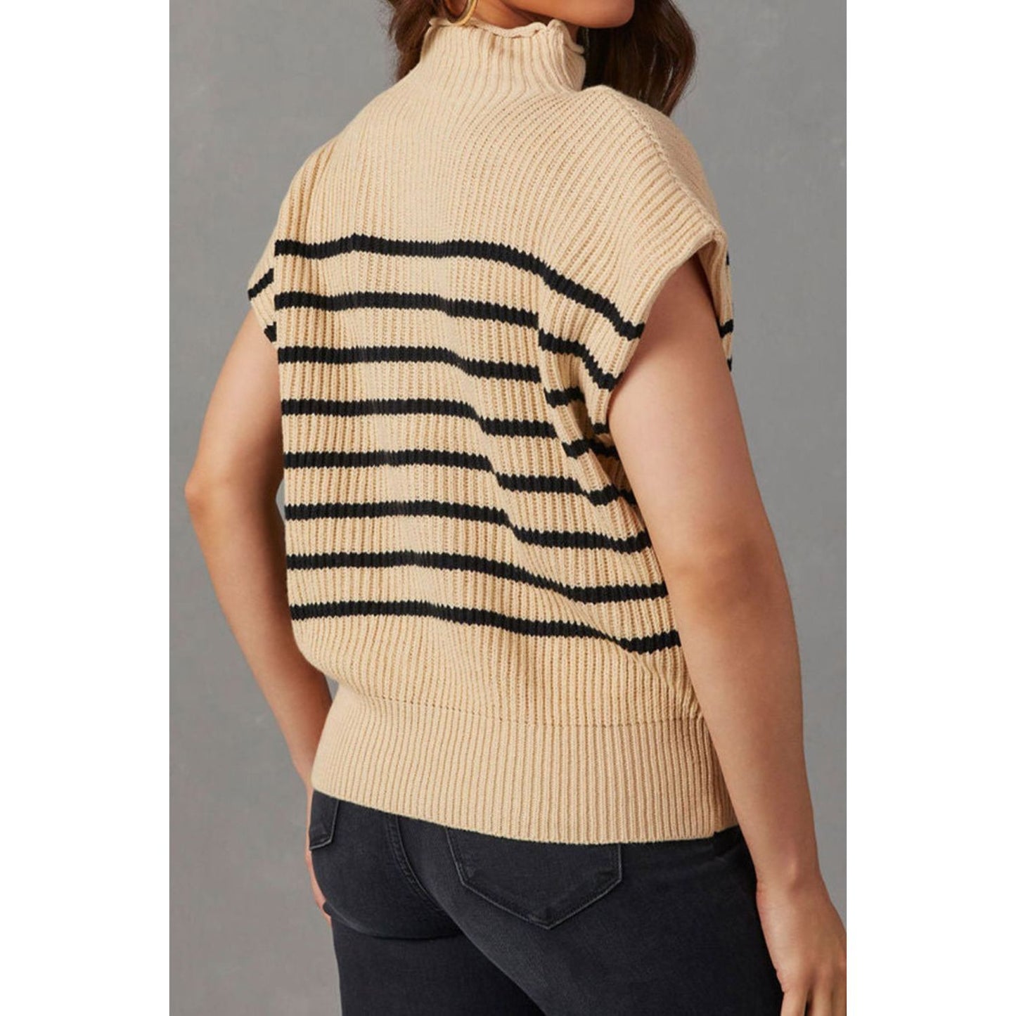 Striped Mock Neck Sweater Vest