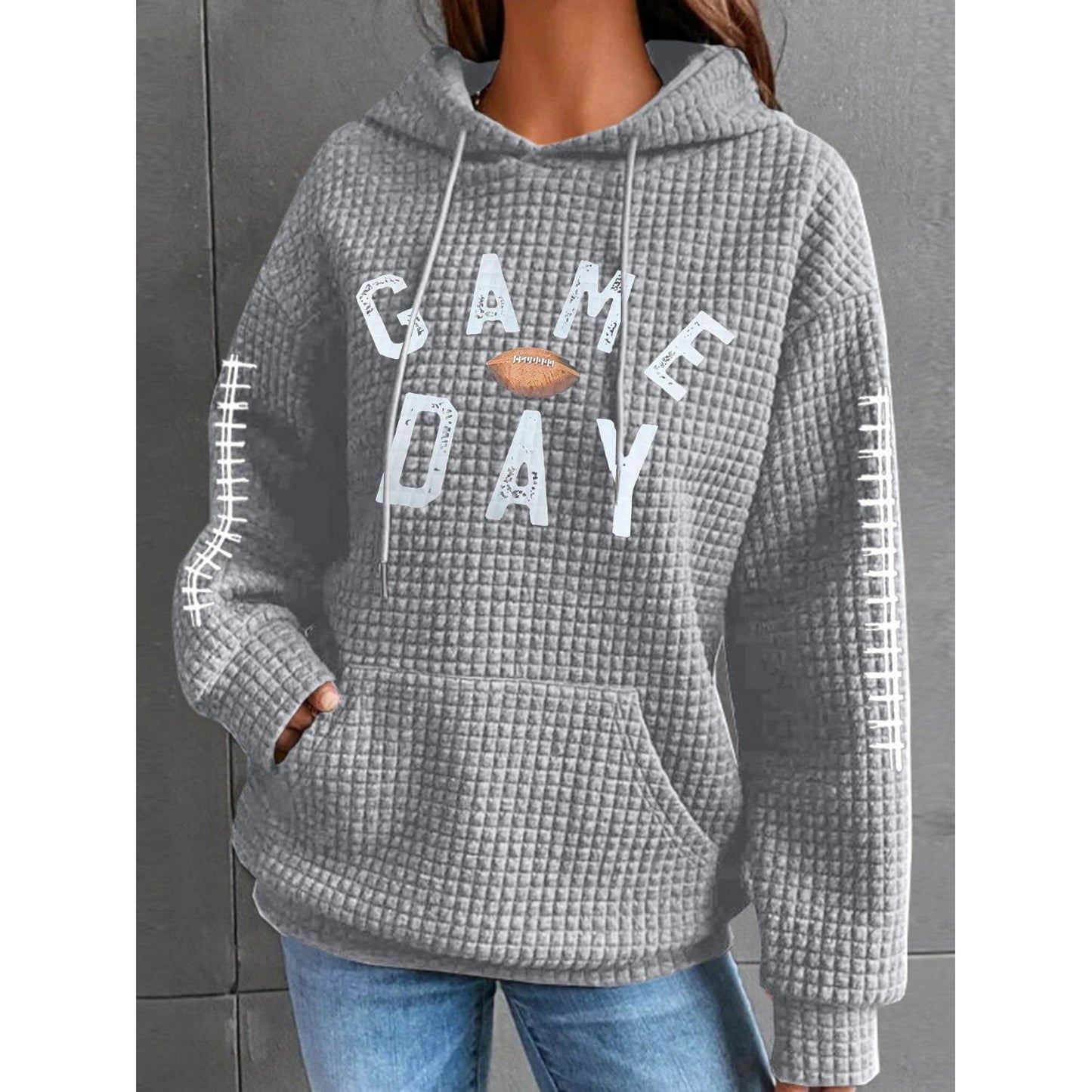 GAME DAY Football Drawstring Long Sleeve Hoodie