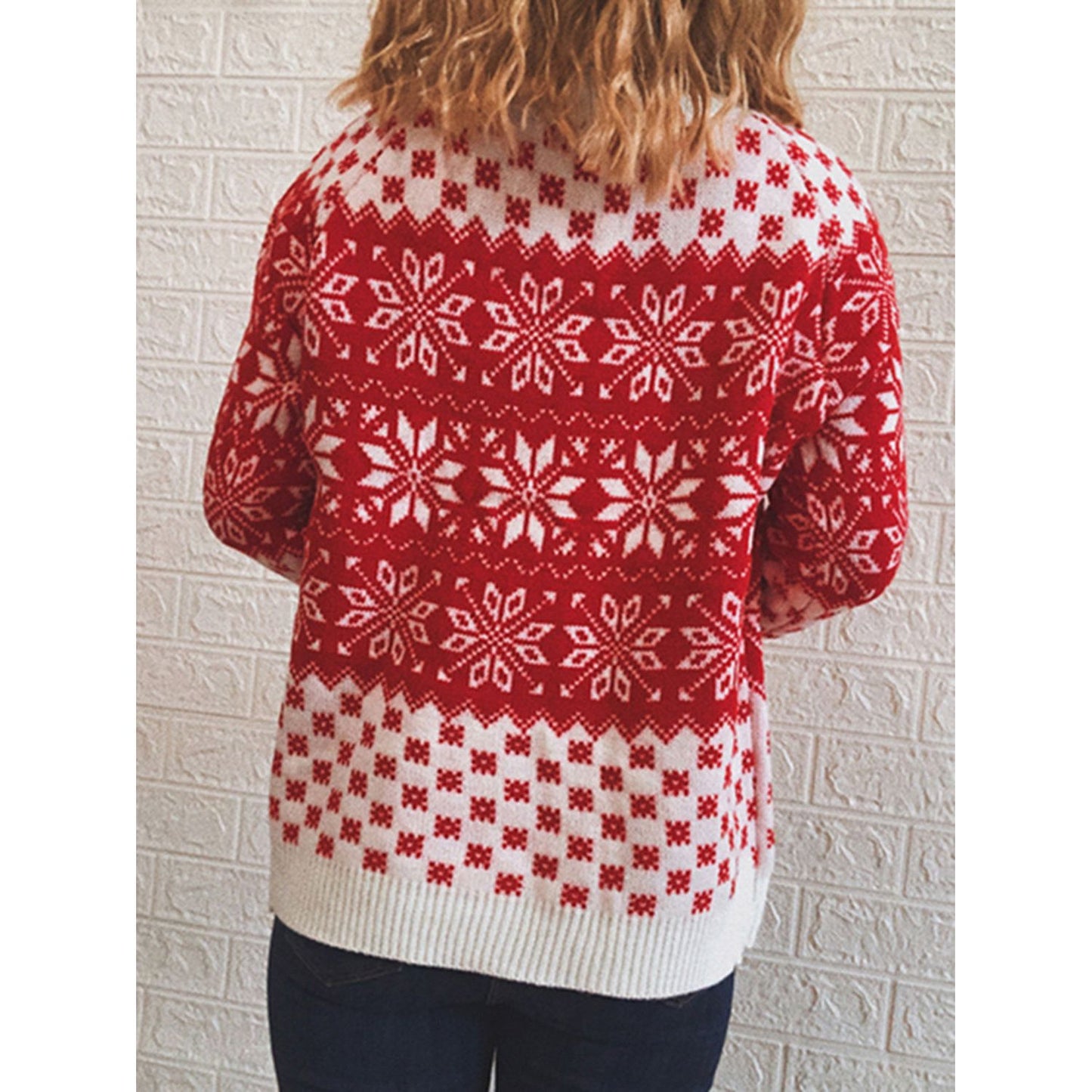 Snowflake Pattern Long Sleeve Sweater