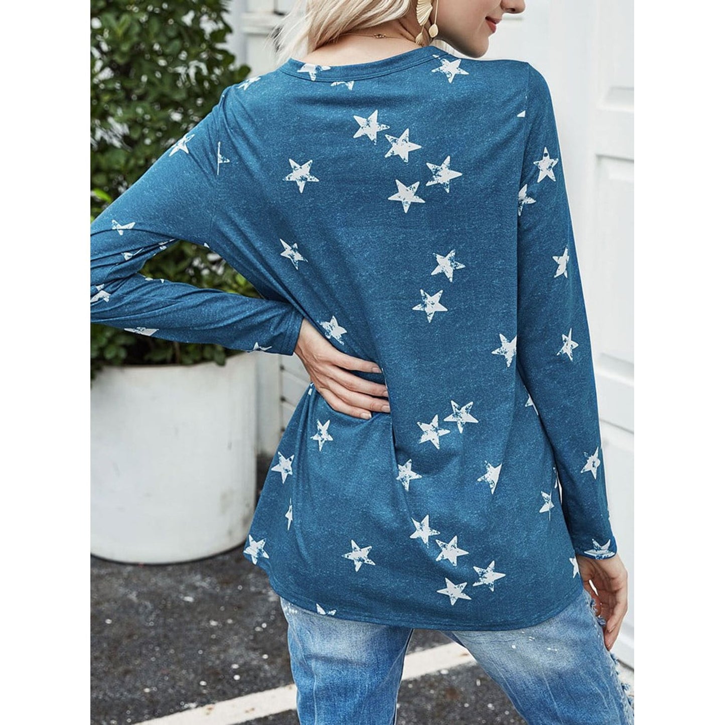 Cutout Round Neck Long Sleeve T-Shirt