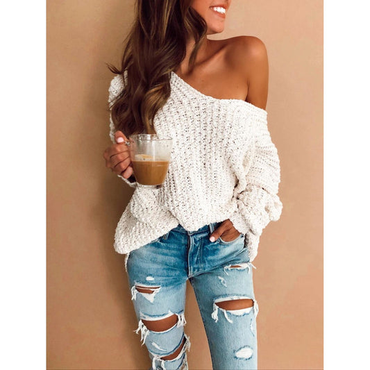 Angel Wings Single Shoulder Long Sleeve Sweater