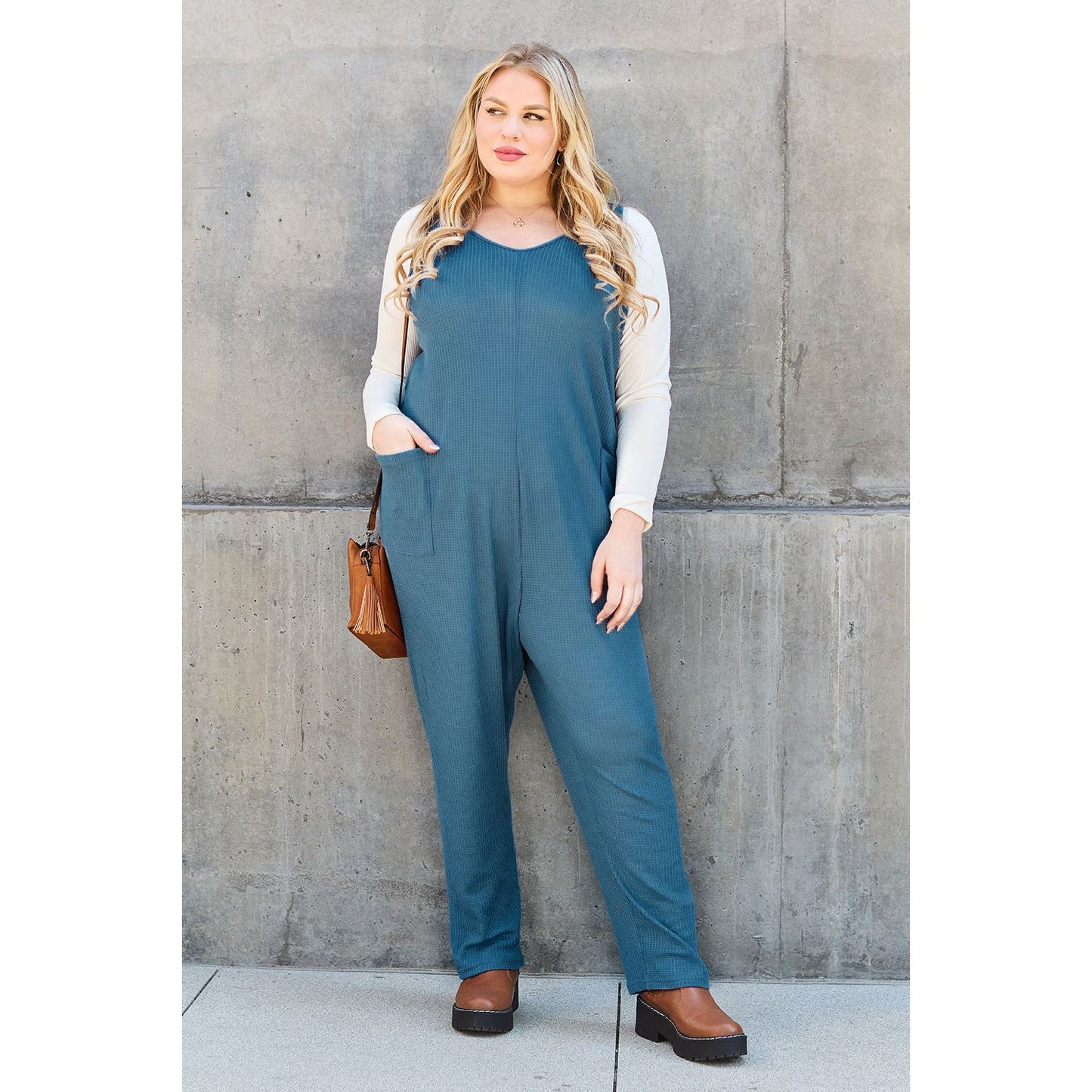 Double Take Full Size Sleeveless Straight Jumpsuit