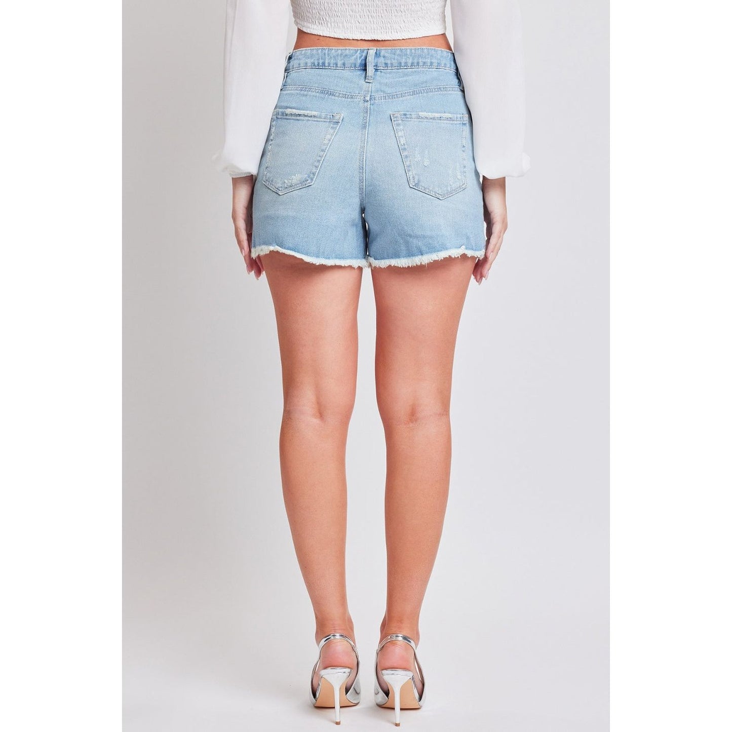 YMI Jeanswear Distressed Frayed Hem Denim Shorts