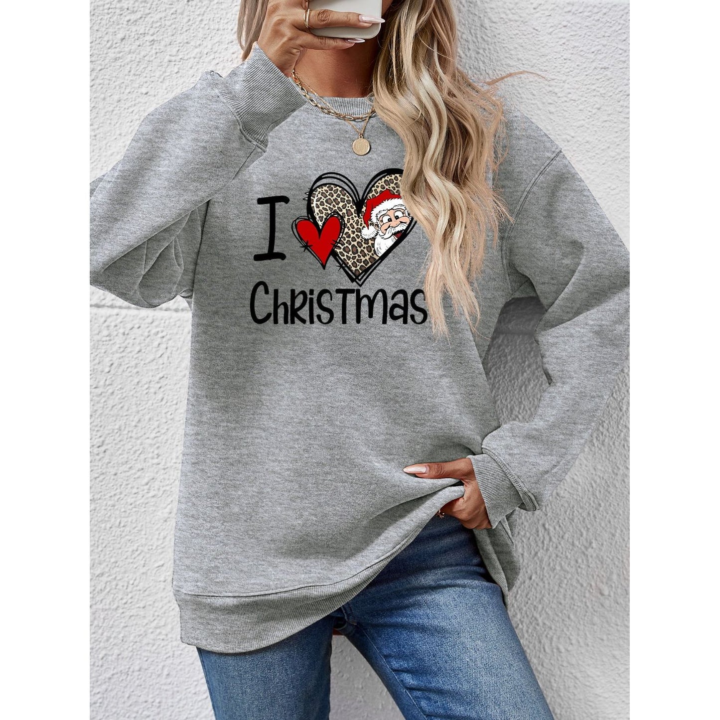 CHRISTMAS Graphic Round Neck Sweatshirt