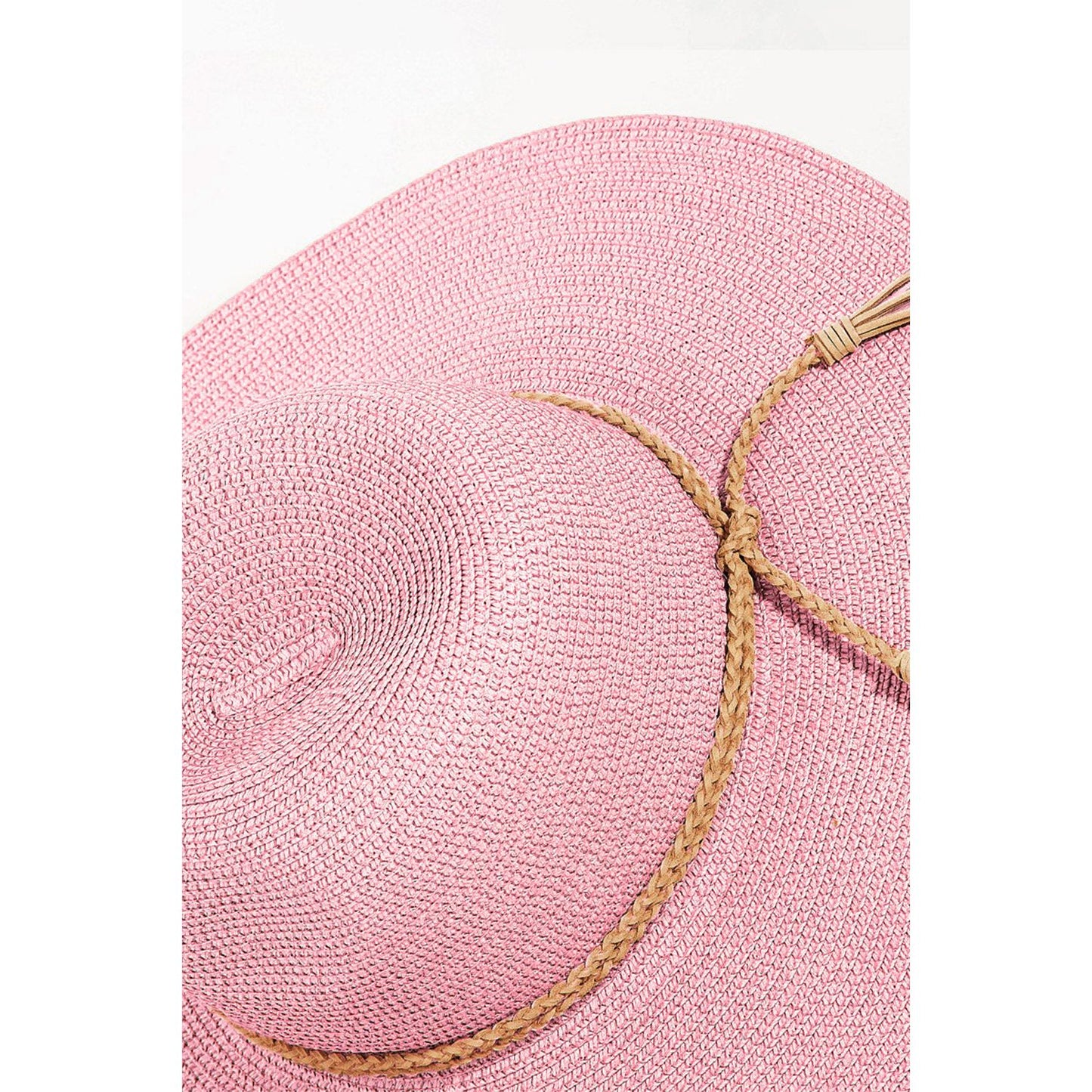 Fame Straw Braided Rope Strap Fedora Hat