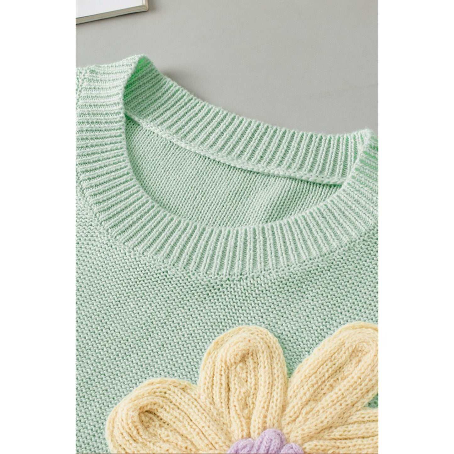 Crochet Flower Round Neck Sweater Vest