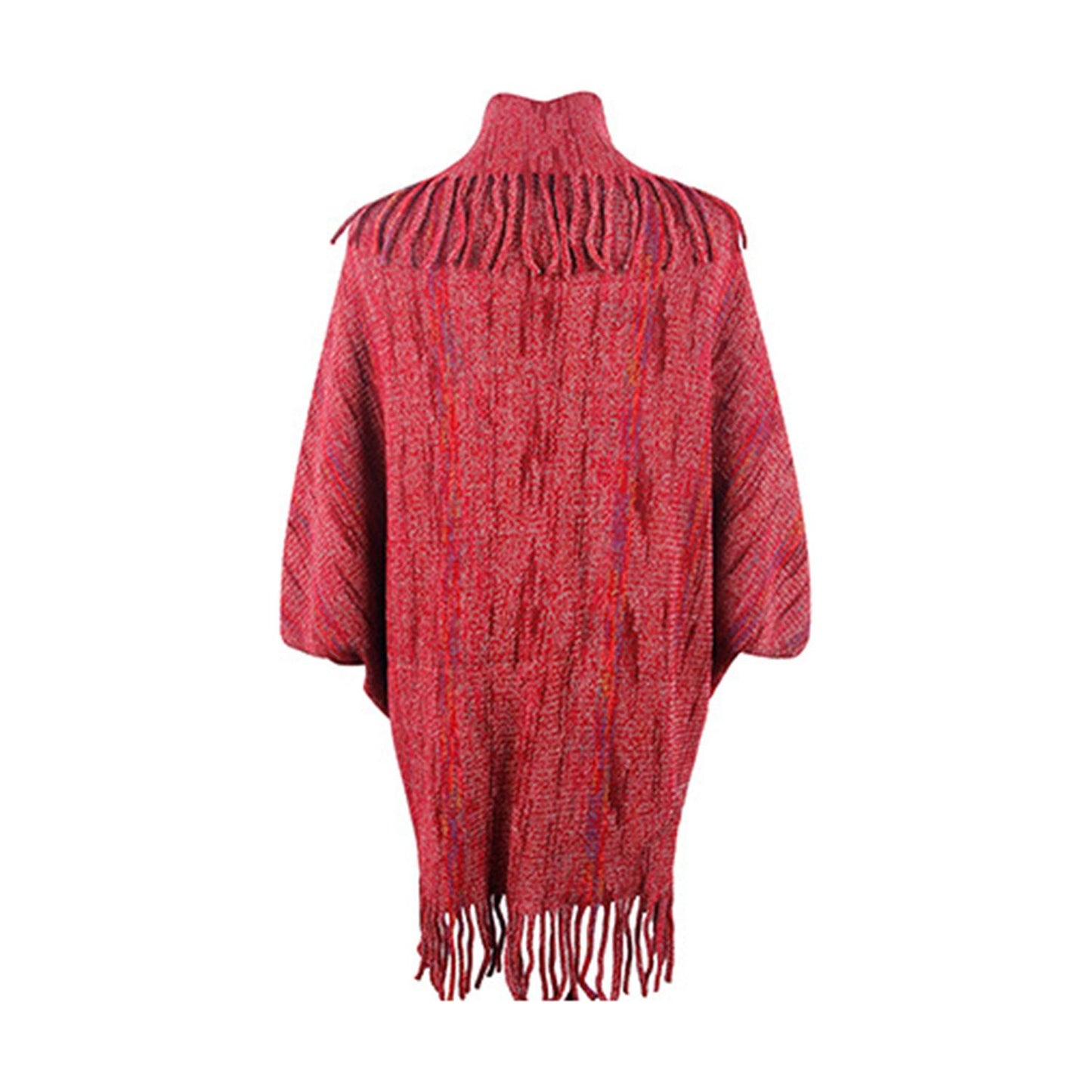 Fringe Detail Printed Poncho