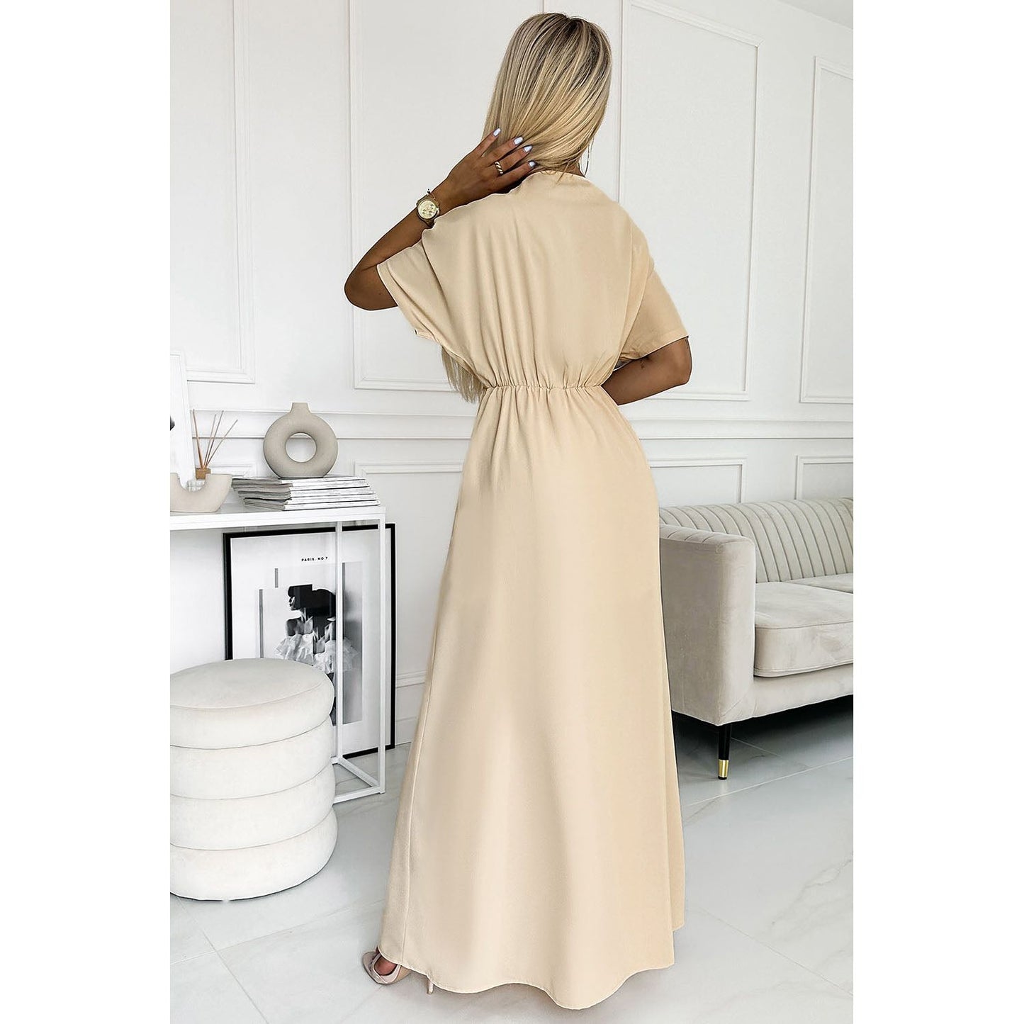 Surplice Neck Slit Maxi Dress