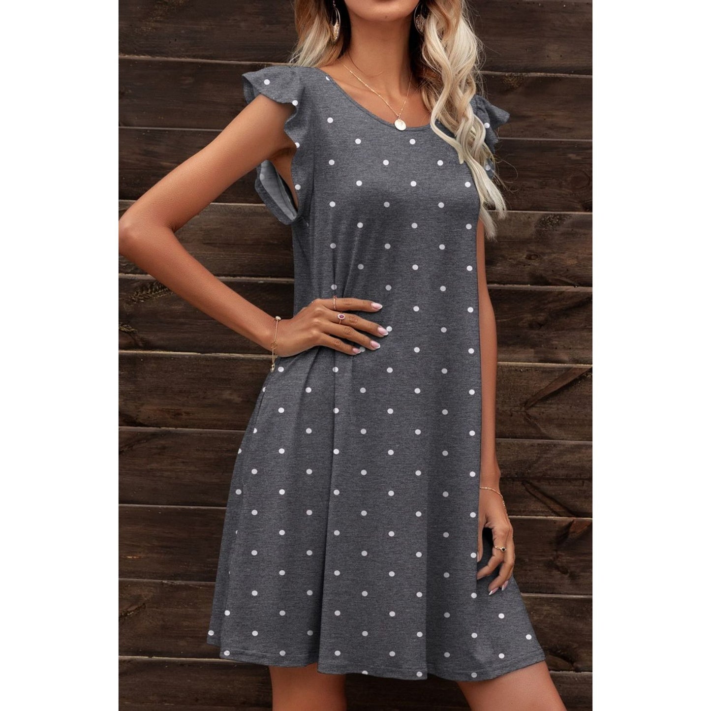 Butterfly Sleeve Round Neck Dress