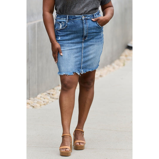 RISEN Amelia Full Size Denim Mini Skirt