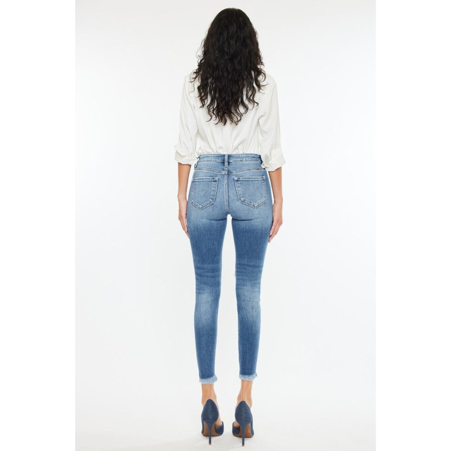 Kancan High Rise Frayed Ankle Skinny Jeans