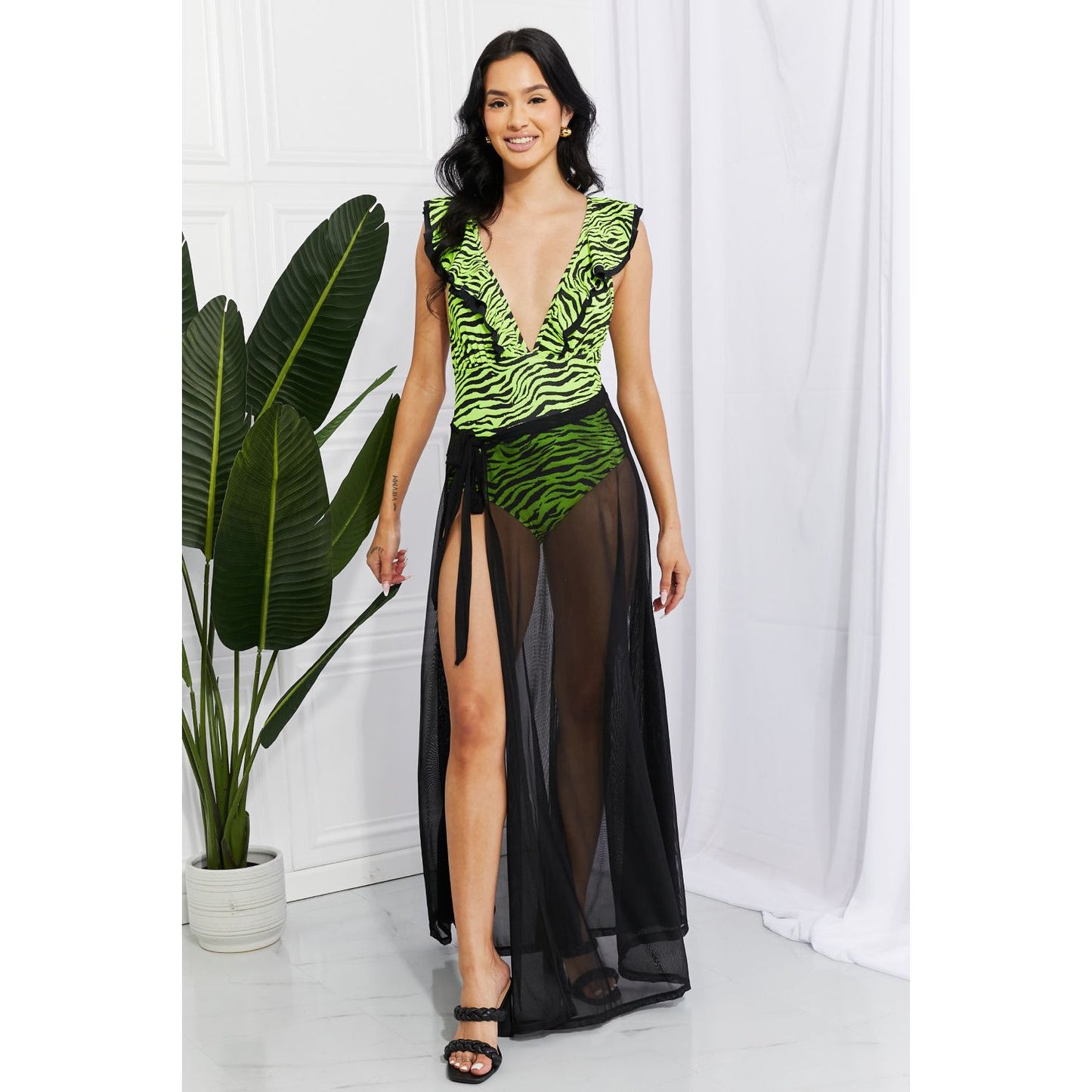 Marina West Swim Beach Is My Runway Mesh Wrap Maxi Cover-Up Skirt