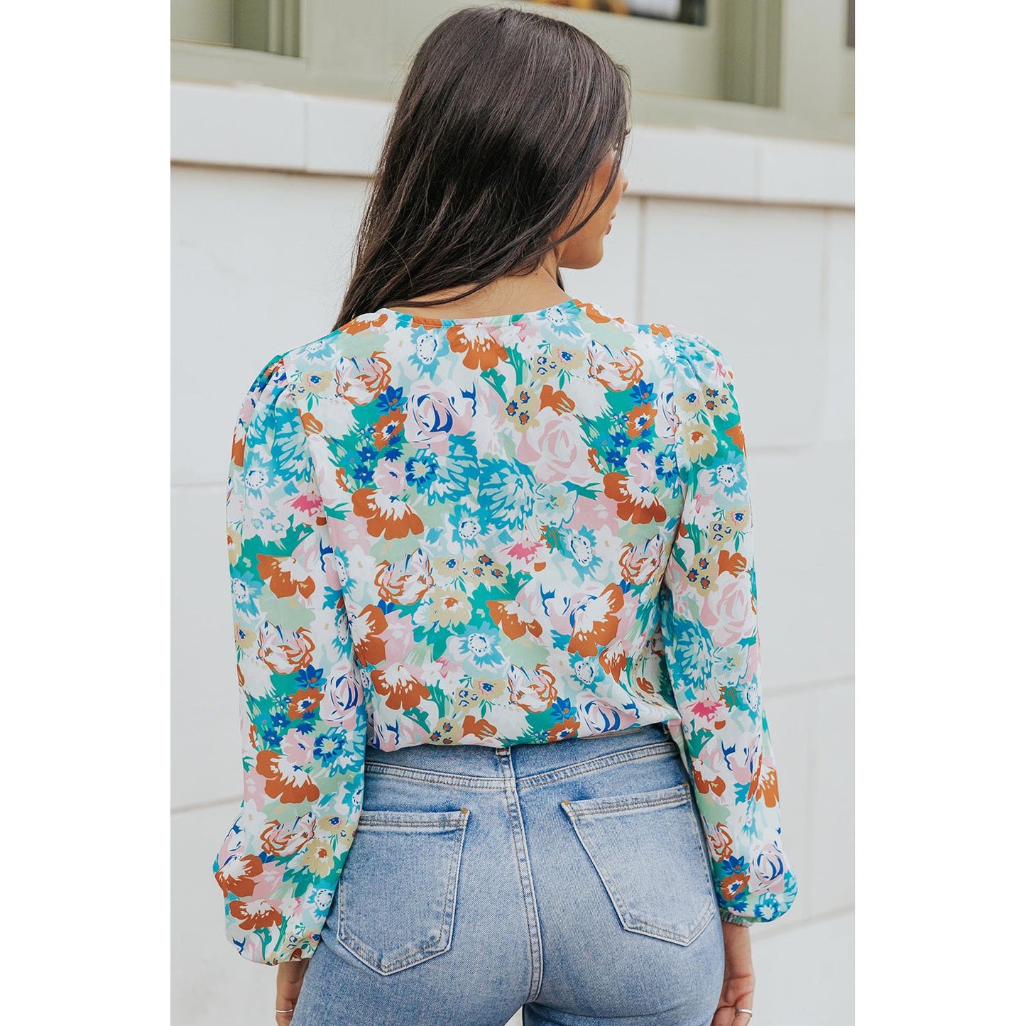 Floral Long Balloon Sleeve Bodysuit