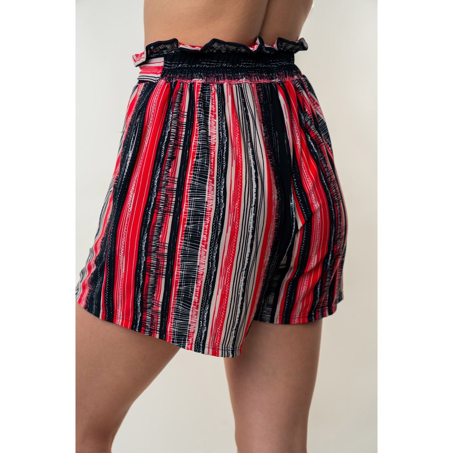 White Birch Full Size High Waisted Striped Shorts