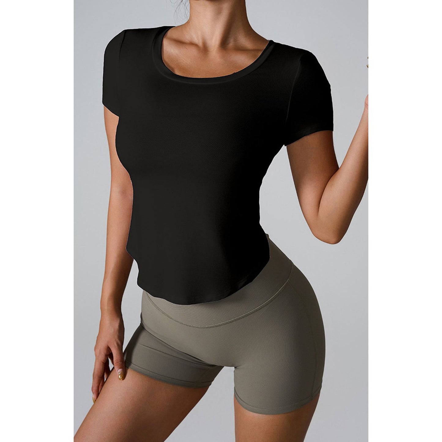 Cutout Round Neck Short Sleeve Active T-Shirt